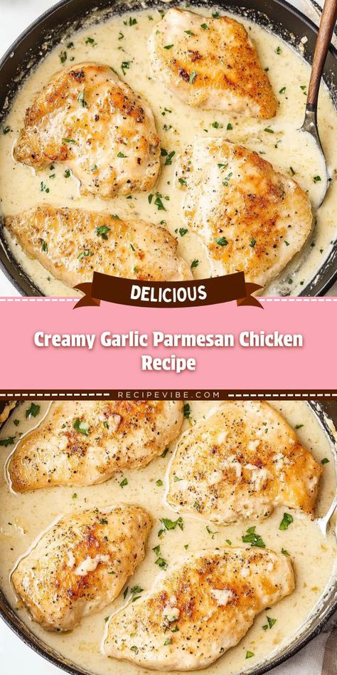 Chicken Creamy Garlic Sauce, Chicken Parmesan Recipe White Sauce, Creamy Stovetop Chicken, Creamy Garlic Herb Chicken, Instapot Chicken Parmesan Recipe, Easy Cream Cheese Chicken Recipes, 20 Minute Chicken Recipes, Garlic Heavy Recipes, Chicken With Garlic Cream Sauce