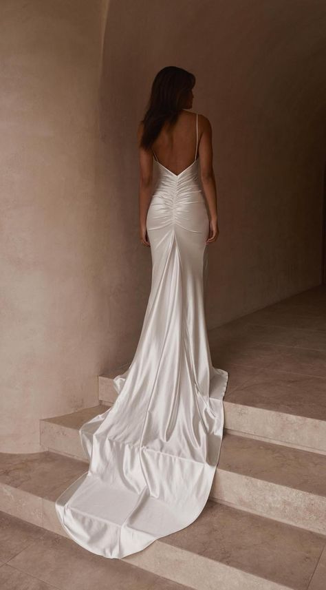 Zsa Zsa Backless Dress | Customized – Grace Loves Lace US Lose Wedding Dress, Plain Backless Wedding Dress, Back Less Wedding Dresses, Ibiza Wedding Dress, Drop Back Wedding Dress, Tight Wedding Dress Open Backs, Cleavage Wedding Dress, Backless Wedding Dresses With Sleeves, Long Sleeve Backless Wedding Dress