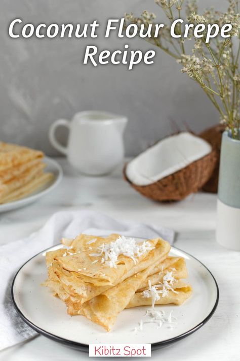 This coconut flour crepes recipe is super simple and quick to make. Gluten and dairy free, they’re great for a sweet yet filling breakfast. Gluten And Dairy Free Breakfast, Gluten Free Crepes Recipe, Coconut Flour Crepes, Gi Recipes, Dairy Free Breakfast, Grain Free Pancakes, Healthy Breakfast Choices, Gluten Free Crepes, Dairy Free Pancakes