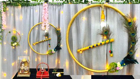 Janmashtami Mandap Decoration, Kanha Decoration Ideas, Decorating Ideas For Janmashtami, Krishnajayanthi Decoration, Vishu Decoration Ideas, Kanha Decoration At Home, Janmastmi Decoration Ideas At Home Easy, Janmasthmi Decoration Ideas At Home, Easy Janmashtami Decoration