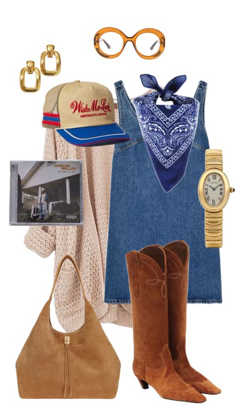 OOTD for a country concert or music festival #fashion #outfitinspo #outfit #concertoutfits Traje Cowgirl, Summer Vintage Outfits, Estilo Cowgirl, Trajes Country, Music Festival Fashion, Rodeo Outfits, Nashville Outfits, Country Concert Outfit, Concert Fits