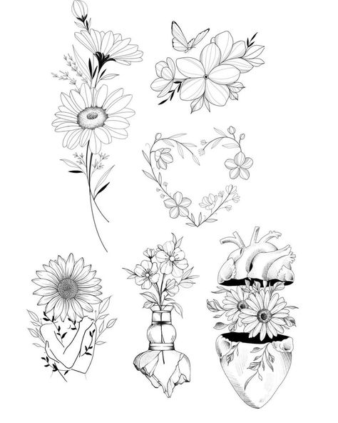 ⚜️ FLASHES ✅ Flower Tattoo Drawings, Illustration Tattoo, Line Flower, Line Art Tattoos, Floral Drawing, Flower Tattoo Designs, Mom Tattoos, Fine Line Tattoos, Tattoo Design Drawings