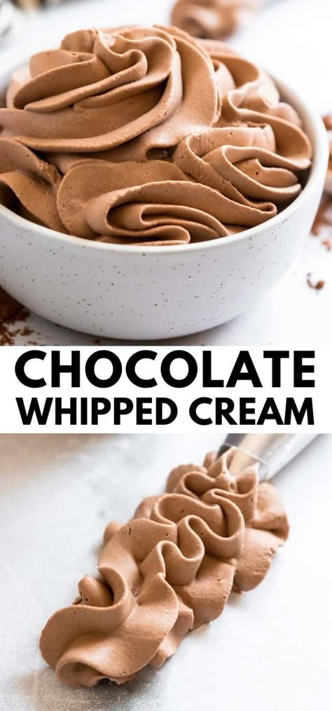 Light Chocolate Icing, Hot Chocolate Frosting Recipe, Hot Chocolate Icing Recipe, Light Chocolate Frosting, Hot Chocolate Frosting, Whipped Icing Recipes, Chocolate Whip Cream, Chocolate Whipped Cream Frosting, Whipped Chocolate Frosting