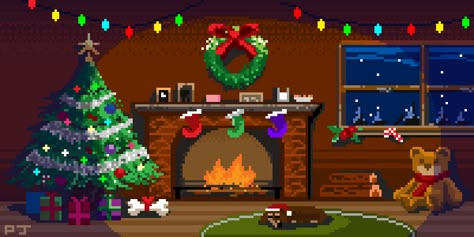 ArtStation - Merry X'mas, Pixel Jeff Christmas Wallpaper Gif, Gif Pixel, Christmas Tree Gif, Xmas Gif, Pixel Gif, Merry X'mas, Gif Background, Wallpaper Natal, Arte Gif