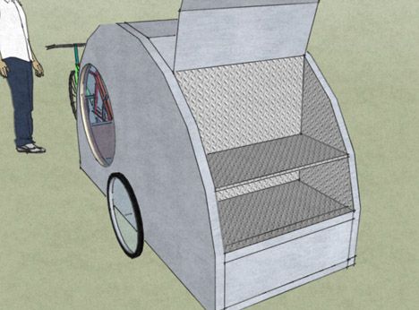 Modified bike trailer. Micro Camper Trailers, Homeless Shelter Design, Portable Homes, Bike Camper, Camper Home, Bicycle Cargo Trailer, Bike Trailers, Mini Caravan, Camper Repair