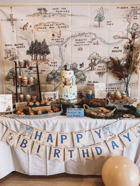 Winnie The Pooh Classic Party, 100 Acre Woods 1st Birthday, Pooh Bear One Year Old Party, Pooh Bear Second Birthday, One Hundred Acre Wood First Birthday, 100 Acre Woods Birthday Party, Winter Winnie The Pooh Party, Vintage Pooh Birthday Party, 100 Acre Woods Party First Birthdays