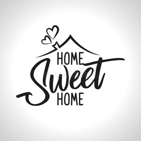 Illustration about Home Sweet Home - Typography poster. Handmade lettering print. Vector vintage illustration with house hood and lovely heart and incense chimney. Illustration of message, inspiration, hood - 127368763 Inmobiliaria Ideas, Idee Cricut, Pola Sulam, Lukisan Cat Air, Cricut Projects Vinyl, Home Logo, 로고 디자인, Typography Poster, Home Sweet Home