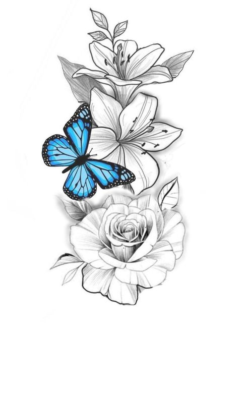 Two Roses And Butterfly Tattoo, Flowers And Butterflies Tattoos, Roses And Butterfly Tattoo, Rose Butterfly Tattoo, Tatuaje Harley Quinn, Butterfly Thigh Tattoo, Rose And Butterfly Tattoo, Butterfly With Flowers Tattoo, Butterfly Tattoo Stencil