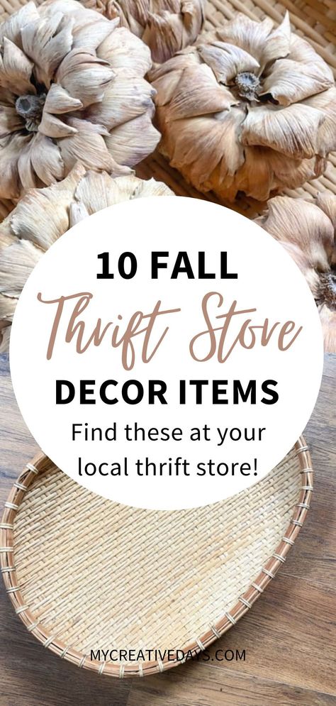 10 fall home decor ideas you can find at your local thrift store! We're sharing our favorite fall budget home decorating pieces so you can enjoy cozy fall home decor on a budget! farmhouse fall decor Decorating With Plates Display, Best Fall Decorating Ideas, Farmhouse Autumn Decor Living Room, Fall Decor Traditional Home, Non Orange Fall Decor, Thrift Store Items, Thrift Store Fall Decor Diy, Decorate For Fall On A Budget, Vintage Fall Table Decor