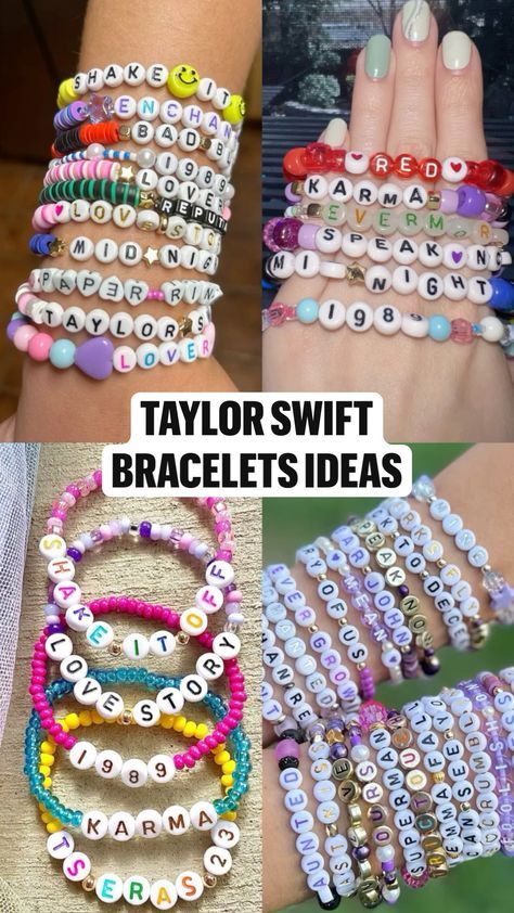 Bracelets For Taylor Swift Concert, Reputation Taylor Swift Clay Bead Bracelet, Bracelet Designs Taylor Swift, Diy Taylor Swift Bracelet, Preppy Taylor Swift Bracelets, Taylor Swift Beads Bracelet, Willow Bracelet Taylor Swift, Taylor Swift Bracelet Ideas Pony Beads, Taylor Swift Bracket Ideas