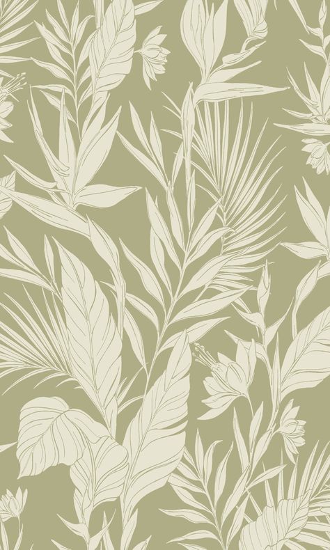 Transform your space into a lush tropical paradise with our All Over Branches & Leaves Tropical Wallpaper. This stunning wallpaper features an enchanting array of branches and leaves, creating a mesmerizing botanical oasis on your walls. The intricate design captures the beauty of nature, infusing your room with a sense of serenity and tranquility. Whether you're decorating a living room, bedroom, or dining area, this wallpaper adds a touch of exotic charm to your interior décor. Elevate your space with the vibrant allure of our Tropical Foliage All Over Branches & Leaves Wallpaper. Tropical Foliage Illustration, Tropical Botanical Illustration, Wall Wallpaper Texture, Yoga Aesthetics, Tropical Pattern Design, Yoga Rooms, Tropical Leaves Illustration, Pattern Emporium, Tropical Prints Pattern