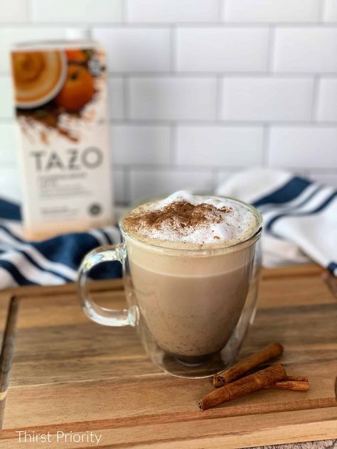 The Easiest Tazo Pumpkin Spice Chai Latte Recipe Tazo Chai Tea Latte Recipe, Chia Latte Recipe, Pumpkin Spice Chai Latte Recipe, Pumpkin Spice Chai Latte, Tazo Chai Tea, Tazo Chai, Hot Chai Tea, Pumpkin Spice Chai, Pumpkin Chai Tea