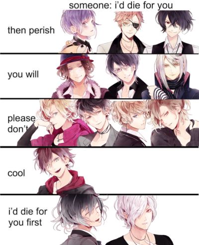 Diabolik Lovers As Boyfriend, Diabolik Lovers Memes, Cool Animes, Anime Diabolik Lovers, Azusa Mukami, Diabolik Lovers Wallpaper, Dog Costumes Funny, Funny Poses, Anime Monsters