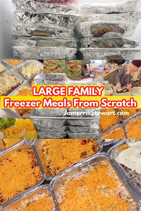 Large Family Freezer Meals from Scratch - I Made 18! Family Freezer Meals, Batch Cooking Freezer, Low Carb Freezer Meals, Freezer Casseroles, Oven Bakes, Large Family Table, Meals From Scratch, Freezer Meal Recipes, Family Freezer