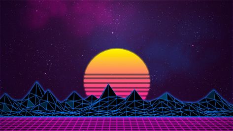 1920x1080 retrowave images for backgrounds desktop free Wallpapers, Sun, Stars, Purple, Pink, Blue