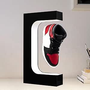 Floating Shoe Display Magnetic Levitating Sneaker Stand Holder Rotation Acrylic Rack with LED Light for Gift Advertising Exhibition Storefront Shop up to Size 13 Big Shoes (Black Without Shoe) Floating Shoe Display, Gift Advertising, Sneaker Rack, Shoes Display, Sneaker Displays, Big Shoes, Shoe Hanger, Magnetic Toys, Tech Products