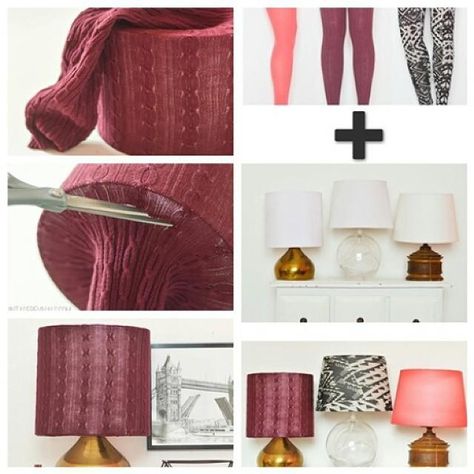 How to DIY Simple Legging Lampshade | www.FabArtDIY.com LIKE Us on Facebook ==> https://www.facebook.com/FabArtDIY Diy Leggings, Diy Para A Casa, Paper Lanterns Diy, Wine Glass Candle, Lampshade Makeover, Decoration Shabby, Lamp Makeover, Diy Lampe, Lantern Ideas