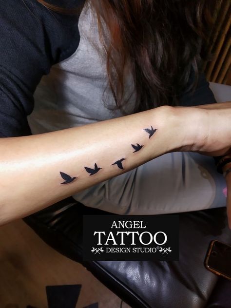 Tattoo For Women Small Arm, Birds Wrist Tattoos For Women, Small Birds Tattoos For Women, Birds Flying Up Arm Tattoo, Small Bird Tattoos For Women Arm, Flying Bird Tattoos For Women, Birds Tattoo Wrist, Birds Wrist Tattoo, Birds Tattoos For Women