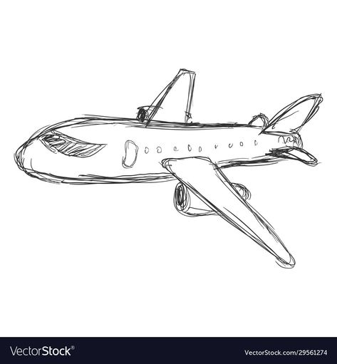 Plane Art Drawing, Cartoon Airplane Drawing, Easy Plane Drawing, Airplane Drawing Simple, Airplane Drawing Sketches, Air Plane Drawing, Plane Drawing Simple, Airplane Drawing Easy, Drawing Of Airplane