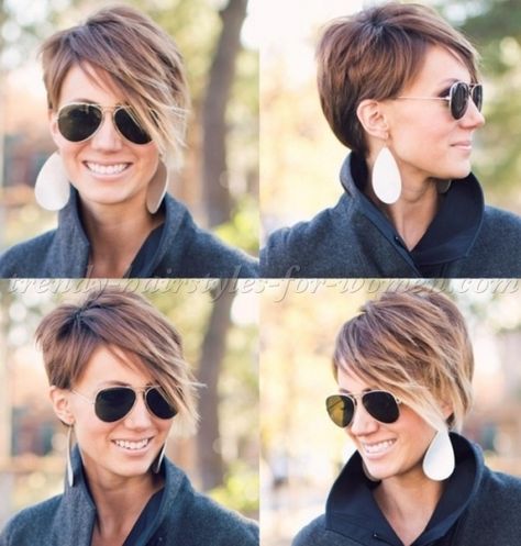 short+hairstyles+with+long+bangs,+short+hair+long Short Hair Long Fringe, Layered Pixie, Longer Pixie Haircut, Long Pixie Hairstyles, Short Layered, Haircut And Color, Penteado Cabelo Curto, Short Pixie Haircuts, Short Haircut