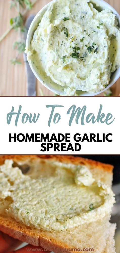 Healthy Spreads, Garlic Bread Spread, Sandwich Spread Recipes, Garlic Butter Spread, Flavored Butter Recipes, Butter Recipes Homemade, Homemade Garlic Butter, Garlic Spread, Homemade Garlic Bread