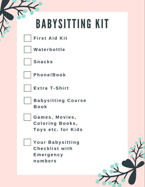 Babysitting Binder, Babysitting 101, Nanny Binder, Babysitter Checklist, Babysitting Bag, Babysitting Tips, Babysitting Hacks, Babysitting Business, Babysitting Kit