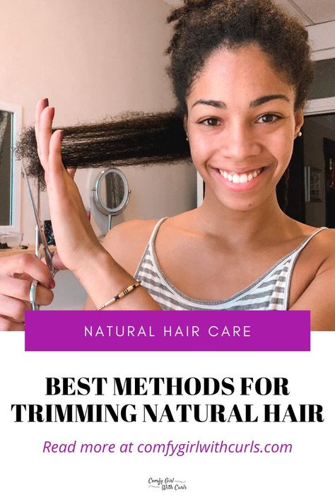 How To Trim Your Own Hair Split Ends Curly Girl, Natural Hair Trim Split Ends, How To Clip Ends On Natural Hair, Trimming Natural Black Hair, How To Trim Ends On Natural Hair, Trim 4c Natural Hair, How To Trim Natural Hair, Trimming Natural Hair Split Ends, Trimming 4c Natural Hair