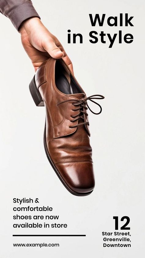 Walking shoes Instagram story template, editable text | premium image by rawpixel.com Shoe Social Media Design, Shoes Content Ideas, Shoes Instagram Story, Footwear Ads, Shoes Instagram, Clothing Templates, Shoe Poster, Comfortable Stylish Shoes, Oxford Shoe