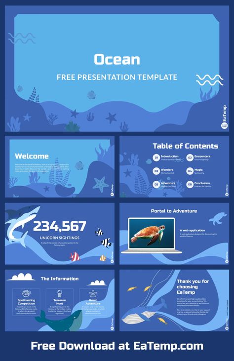 Ocean PowerPoint Presentation Template - Free PowerPoint Templates, Google Slides, Figma Deck And Resume Ocean Presentation Design, Ocean Presentation, Ocean Powerpoint, Canva Presentation, Mẫu Power Point, Free Ppt Template, Presentation Slides Design, Powerpoint Tutorial, Powerpoint Slide Designs