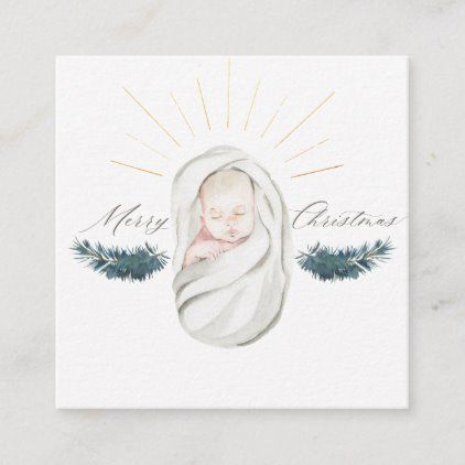 Christmas Baby Jesus Christ in Watercolor Square Business Card Christ Christmas, Watercolor Holiday Cards, Catholic Christmas, Jesus Drawings, Watercolor Postcard, Christmas Cards Zazzle, Religious Illustration, Baby Drawing, Christmas Jesus