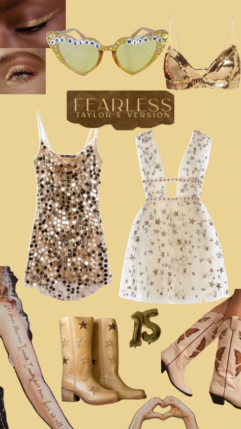 Fearless Taylor Swift, Eras Tour Taylor Swift, Eras Tour Taylor, Taylor Outfits, Taylor Swift Tour Outfits, Swift Tour, Taylor Swift Fearless, You Belong With Me, Outfit Layout