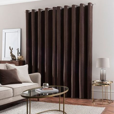 Bedroom Brown Curtains, Dark Brown Curtains Bedroom, Brown Curtains Living Room Ideas, Dark Brown Room Decor Bedroom, Brown And Cream Living Room Ideas, Brown And Beige Living Room Ideas, Light Brown Curtains, Dark Brown Curtains, Curtain Ideas For Bay Windows