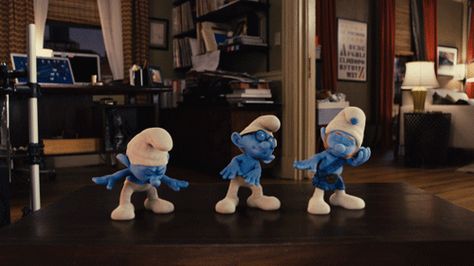 via GIPHY Happy Animation, U Got Me Jumping Like Smurf, Dancing Smurf Gif, Fan Gif, Vexy Smurf, Clumsy Smurf, Hank Azaria, The Smurfs 2, The Smurf Cat Meme