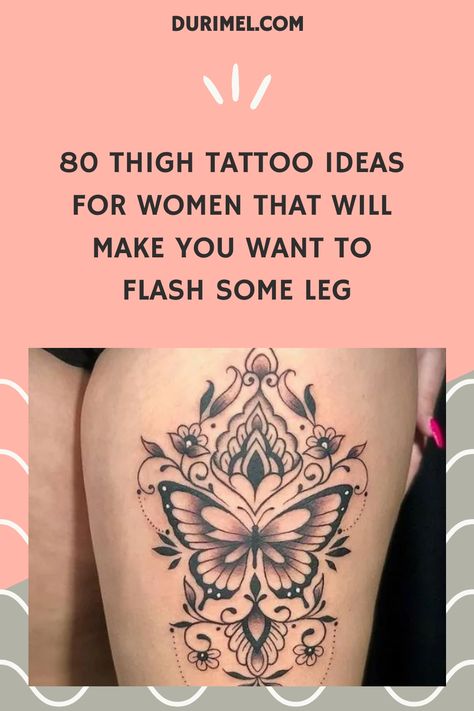 Explore stunning thigh tattoo ideas for women in this collection featuring feminine and edgy designs that will inspire your next ink session. From intricate floral patterns to bold geometric shapes, these tattoos are sure to stand out on your legs. Whether you're looking for a small ankle tattoo or a full thigh piece, there's something here for every style. Browse through 80 unique tattoo ideas and start planning your next tattoo adventure today. Feather Tattoo Thigh Women, Top Of Thigh Tattoo Women, Thick Thigh Tattoo Women, Geometric Thigh Tattoo Women, Ladies Thigh Tattoo Ideas, Tattoo Ideas For Legs For Women, Woman Thigh Tattoo Ideas, Womens Thigh Tattoo Ideas, Feminine Thigh Tattoos Women