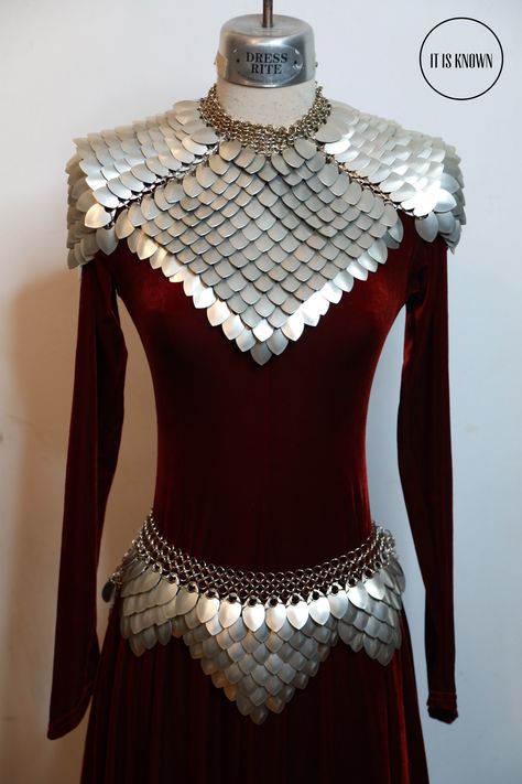 Possible look 1 Scalemail Armor, Chainmail Clothing, Mail Dress, Scale Maille, Chest Armor, Scale Armor, Posture Collar, Dress Paris, Scale Mail