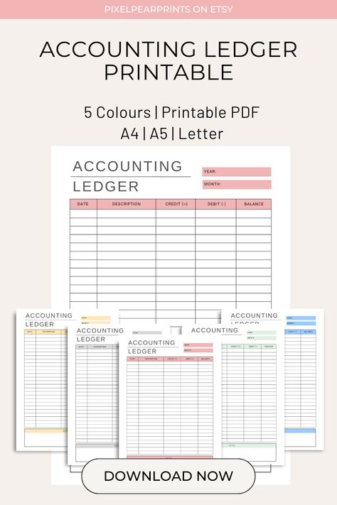 Are you a small business owner looking for an easy way to track your finances? Our accounting ledger printable template is the perfect solution! This digital download provides an organized and efficient way to record credit and debit for your business. It's the perfect tool to keep your financials up to date, and you can purchase and download it now. Start getting organized and get back in control of your finances today! #plannerinsert #plannercommunity #financialjourney Accounting Ledger Printable, Business Accounting Templates, Ledger Printable, Accounting Ledger, Art Trading Cards, Small Business Accounting, Small Business Resources, Bookkeeping Templates, Finance Tracker