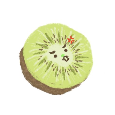 Kiwi drawing Kiwi Cartoon Cute, Kiwi Doodle, Kiwi Sketch, Kiwi Fruit Drawing, Kiwi Drawing, Fruit Reference, Jam Labels, Silly Drawings, Kiwi Strawberry