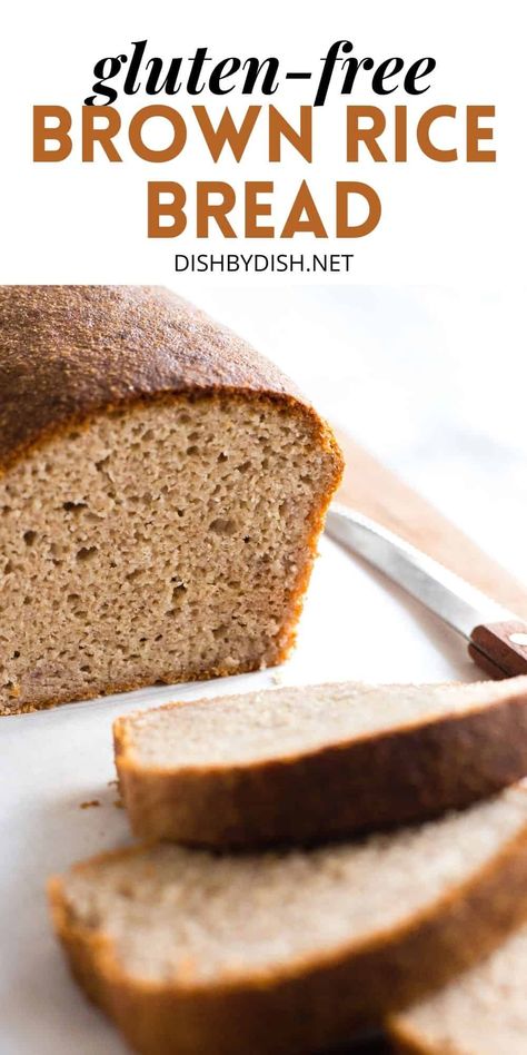 This soft and fluffy brown rice bread is simple to make, and is great for making sandwiches, or toasting and spreading with butter and jam. Made with brown rice flour for extra fiber, this easy yeast bread is totally gluten-free and dairy-free too. Bake a loaf or two and freeze so you'll always have homemade bread for when the craving strkes! | gluten free yeast bread | bread recipes gluten free | how to make rice bread | easy gluten free bread recipes | gluten free dairy free Adventure Bread, Bread Recipes Gluten Free, Fluffy Brown Rice, Rice Bread Recipe, Brown Rice Bread, Gluten Free Bread Recipes, Recipes Gluten Free Dairy Free, Gluten Free Bread Recipe Easy, Rice Flour Recipes