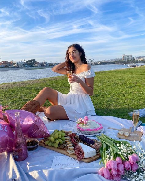 #birthday #picnic #aesthetic #birthdaygirl Birthday Pictures For Adults, Picnic Birthday Party Aesthetic Outfit, Simple Birthday Picnic Ideas, April Birthday Aesthetic, Picnic Birthday Aesthetic, Pink Picnics, Birthday Picnic Ideas For Adults, Birthday Picnic Outfit, Birthday Shoot Ideas Outdoor