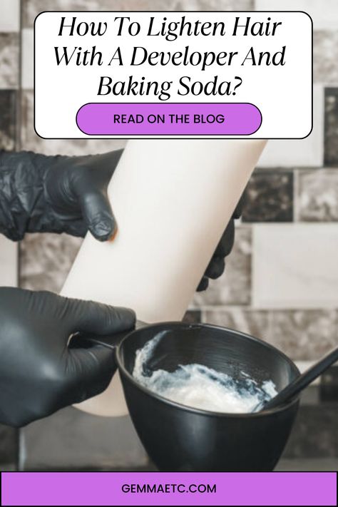 Are you looking to lighten your hair without using harsh chemicals? With the right supplies, it’s surprisingly easy to do. I’m going to share how to lighten hair with a developer and baking soda, so you can safely lighten your hair at home, when you don’t want to bleach your hair, to achieve lighter hair. How To Bleach Your Hair At Home, Peroxide Hair Lightener, Lighten Hair At Home, Removing Black Hair Dye, Mask For Dark Circles, Lightening Dark Hair, Peroxide Hair, Lighten Hair Naturally, Lighten Hair