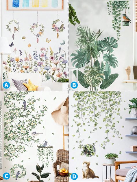 2 Pcs Plant Floral Decor Wall Stickers For Bedroom/Sofa, Monstera Leaf Wall Decals Multicolor    PVC Christmas    Home Decor, size features are:Bust: ,Length: ,Sleeve Length: Leaf Wall Decals, Wall Stickers For Bedroom, Plaid Print Shirt, Leaf Wall, Wall Stickers Bedroom, Floral Wall Decor, Nutcracker Christmas, Monstera Leaf, Bedroom Sofa