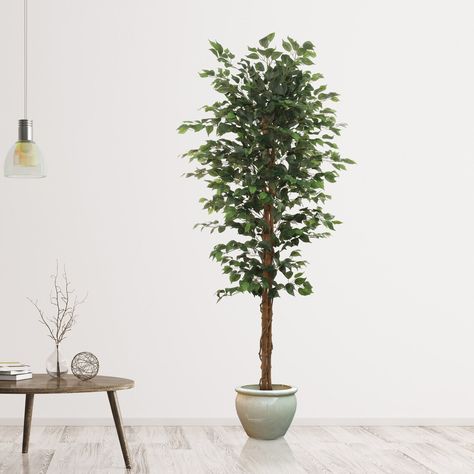 Enhance your indoor space with the 7' Artificial Ficus Tree. With 1260 lifelike leaves, it adds effortless beauty to any home, office, or patio. Easy-care and ideal for greenery lovers. Artificial Indoor Trees, Tree In Pot, Ficus Tree, Faux Tree, Artificial Trees, Potted Trees, Pillows Flowers, Artificial Tree, Nature Indoors