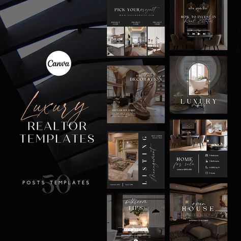 Moodboard Real Estate, Engaging Real Estate Posts, Instagram Post Real Estate, Luxury Post Design, Luxury Hotel Instagram Feed, Luxurious Instagram Feed, New Listing Real Estate Post, Realtor Instagram Aesthetic, Social Media Real Estate Posts