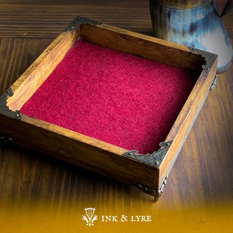 Create a Beautiful Dice Tray for Under $15 D&d Dice Tray, Dice Tray Diy Ideas, Dice Tray Pattern, Dnd Dice Storage, Diy Dice Jail, Diy Dnd Dice Tray, Wooden Dice Tray, Dnd Dice Box Diy, Dice Tray Diy