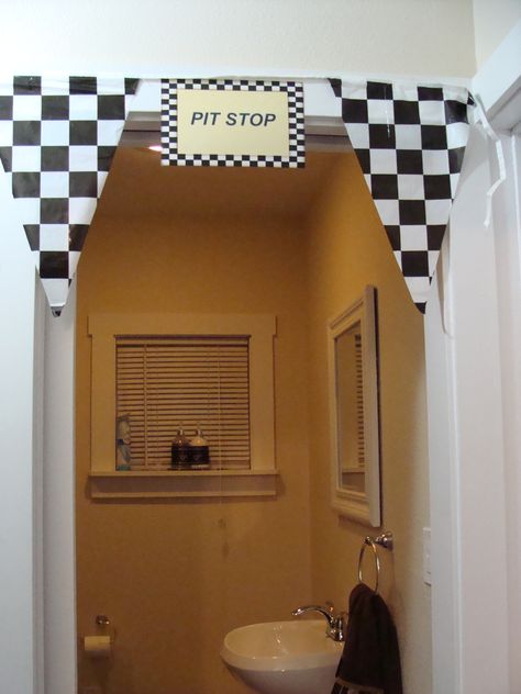 Just a little humor, to add a pit stop sign to the bathroom. Pit Stop Birthday Party, Adult Race Car Theme Party, Nascar Birthday, Dirt Bike Birthday Party, Bike Birthday Party, Motocross Birthday, Nascar Party, Auto Party, Bike Birthday Parties