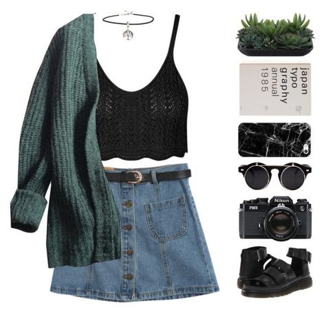 "Norway" by chelseapetrillo ❤ liked on Polyvore featuring moda, Lux-Art Silks, Chicnova Fashion, Nikon, Dr. Martens, Prada, ASOS e Casetify Simple Fall Outfits, Cute Skirt Outfits, Rock Outfit, Rock Outfits, Green Cardigan, Cambridge Satchel, 가을 패션, Cute Skirts, Mode Vintage