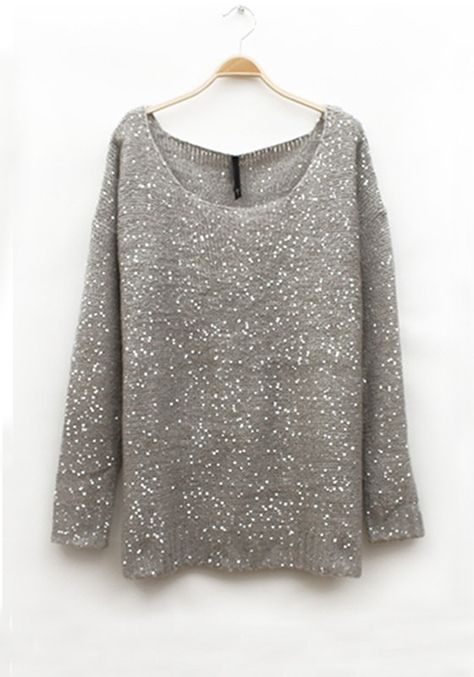 Sequin Sweater Gray Plain, Winter Glam, Sequin Sweater, Carrie Bradshaw, Wool Blend Sweater, Look Fashion, Passion For Fashion, Autumn Winter Fashion, Fashion Models