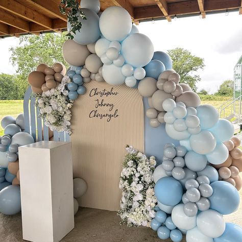 Dusty Blue White Sand Cream Balloon Garland Pastel Light Blue Balloons Arch Kit Baby Shower Wedding Light Arch Wedding, Blue White Balloon Garland, Christening Party Decorations, White Balloon Garland, Light Arch, Bear Baby Shower Theme, Winter Wonderland Baby Shower, White Baby Showers, Christening Party