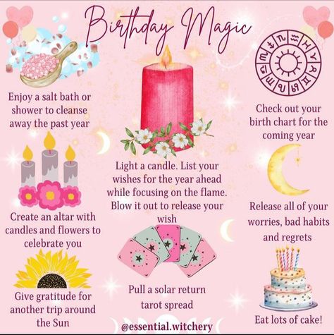 Spiritual Birthday Rituals, Birthday Rituals Witchcraft, Birthday Rituals Magick, Witch Birthday Ritual, Birthday Witchcraft, Birthday Rituals, Birthday Magic, Goddess Magick, Witch Things