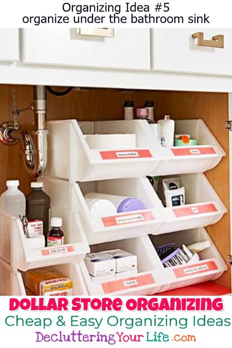 Organization Ideas On A Budget, Diy Bathroom Storage Ideas, Bathroom Organization Hacks, Sink Organization, Bathroom Organization Ideas, Cheap Organization, Shelves Bathroom, Dollar Store Diy Organization, Small Bathroom Organization